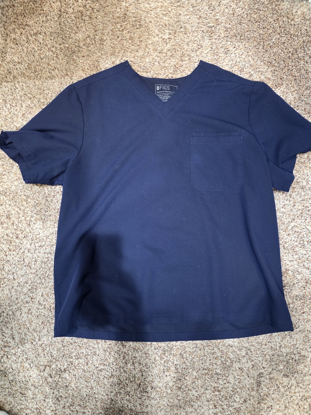 FIGS Men's Navy V-Neck Scrub Top with Chest Pocket